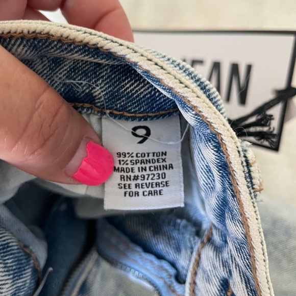 Almost Famous Light Blue Dad Distressed Straight Leg Jeans - Picture 12 of 13